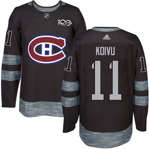 Adidas Canadiens #11 Saku Koivu Black 1917-100th Anniversary Stitched NHL Jersey
